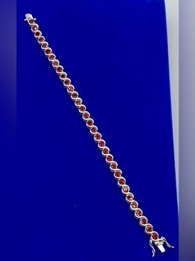 Sterling Silver Thailand Garnet Tennis Bracelet